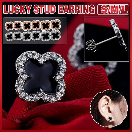 Fashion Flower Four-leaf Lucky Clover Rose Gold White Stud Earring Ladies - Aimall