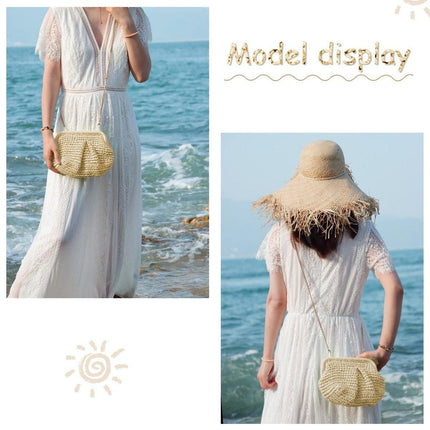 Woven Women Clutch Purse Dumpling Straw Tote Bag Shoulder Straw Crossbody Bag