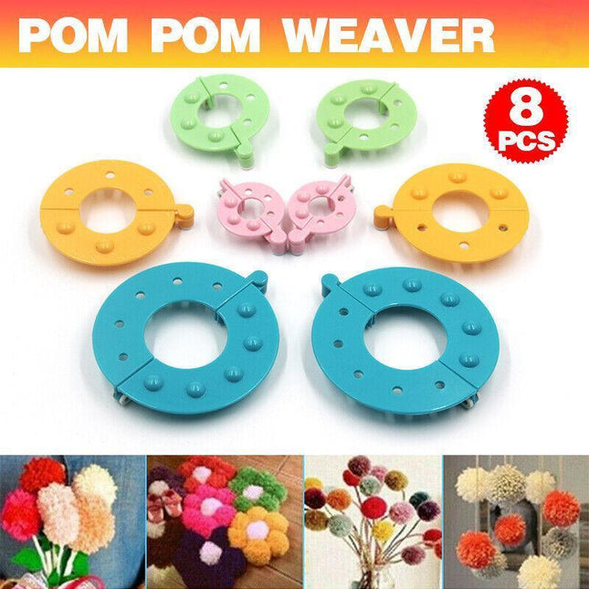 8Pcs Pompom Maker Kit 3.5/5.5/7/9Cm 4 Sizes Knitting L-Oom Diy Pom Pom Maker Au - Aimall
