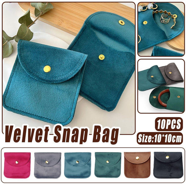 10pcs Velvet Jewelry Pouch Button Closure Thick Soft Ring Necklace Storage Bag