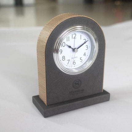 Classic Hotel Alarm Clock Quartz Movement Faux Leather Design with Clear Display