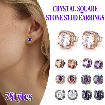 Fashion Earring Buckle Zirconia Stud Earrings Women Elegant Jewelry Accessories