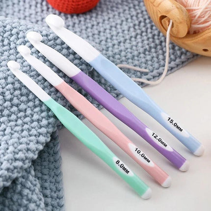 4pcs Weave Yarn Craft Tools Ergonomic Handle Non-Slip Knitting Needles Crochet Hooks - Aimall