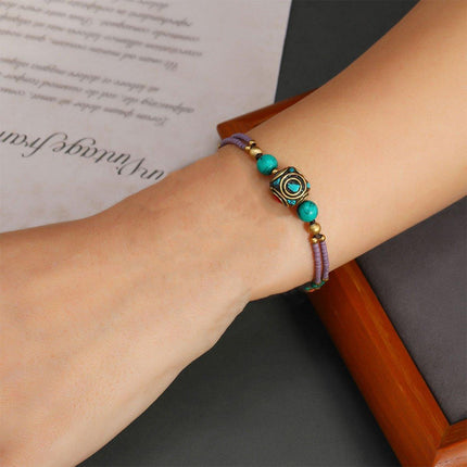 Ethnic Style Handmade Bracelet Color Stone Sky Bead Fashion Round Bead Bracelet