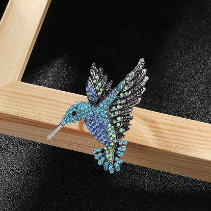 Fashion Hummingbird Brooch Pink Diamond Silver Brooch Gift Retro Style