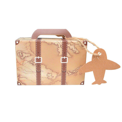 50PCS Vintage Travel Map Candy Boxes Gift Packaging Retro Luggage Design Party