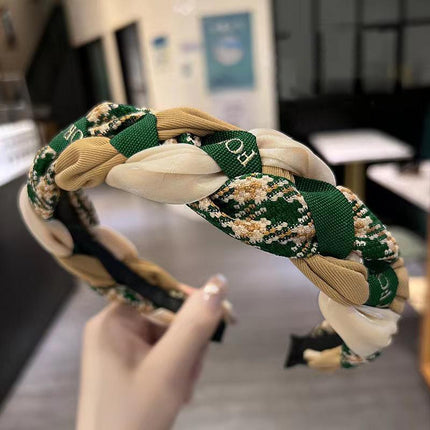 Women Retro Hair Hoop Fried Dough Twist Headband French College Style Hair Clip - Aimall