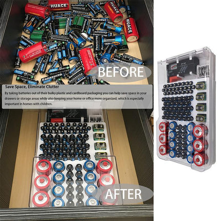 93 Slot Battery Storage Organizer Holder with Tester-Battery Caddy Rack Case Box - Aimall