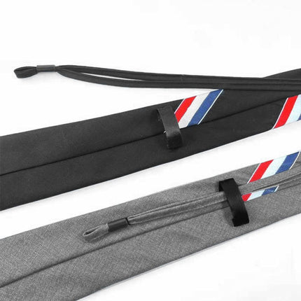 Men's zipper tie Fashion Pattern Striped Cotton Tie Preppy Student Slim Necktie - Aimall