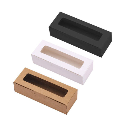 50PCS Kraft Paper Macaron Box Transparent Window Cookie Candy Packaging