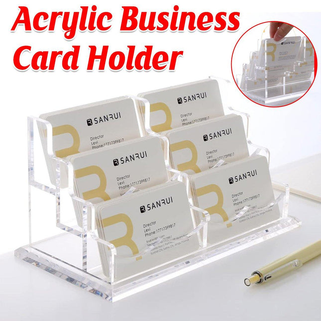 Acrylic Business Card Holder Multi Layer Organizer Desk Display Stand Office