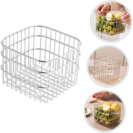 Stainless Steel Household Storage Basket Square Organizer for Kitchen and Home