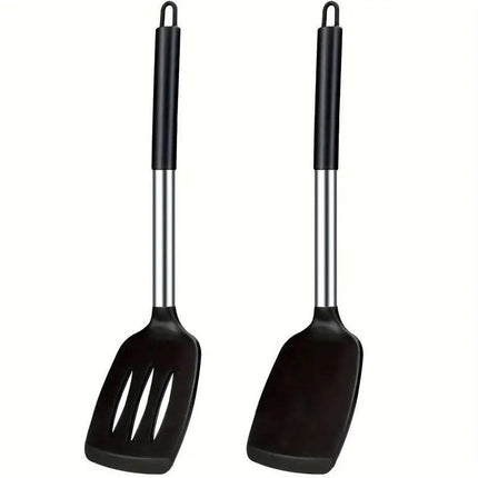 2pcs Silicone Cooking Utensils Stir Fry Spatula Kitchen Tools Non Stick Cookware