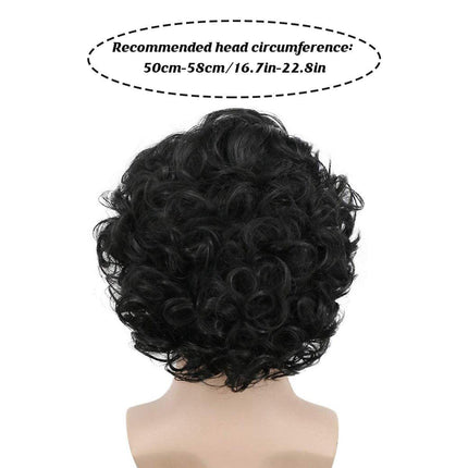 Mens Short Curly Hair Wig Black Natural Looking Hairpiece for Daily Costume Use
