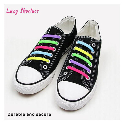 No Tie Elastic Silicone Shoe Laces Shoelaces Sneakers Runners Child Adult Unisex 16PCS - Aimall