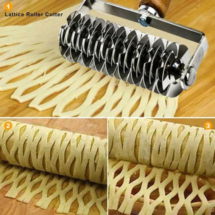Pastry Pizza Roller Cutter Pull A Wheel for Dough Cookie Pie Steel Net Lattice