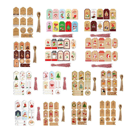 50PCS Christmas Kraft Paper Gift Tags Vintage Holiday Party Card Packaging Decor