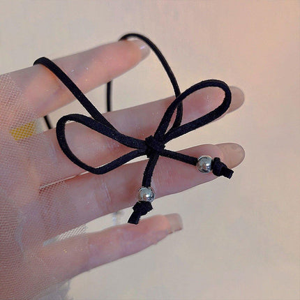 Stylish Black Lace Up Bow Necklace Fashion Jewelry Gift for Women and Girls