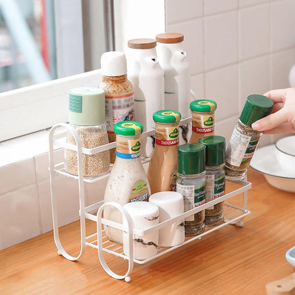 Iron Double Storage Shelf Organiser Durable Metal Rack for Kitchen Bathroom Use