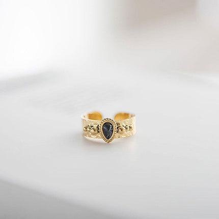 Natural Stone Ring Women Adjustable Boho Gemstone Fashion Jewelry Gift