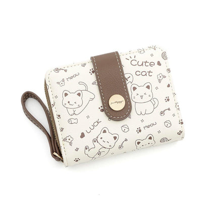 Cute Kitten Wallet Zipper Coin Purse for Girls Women Card Holder Student Style