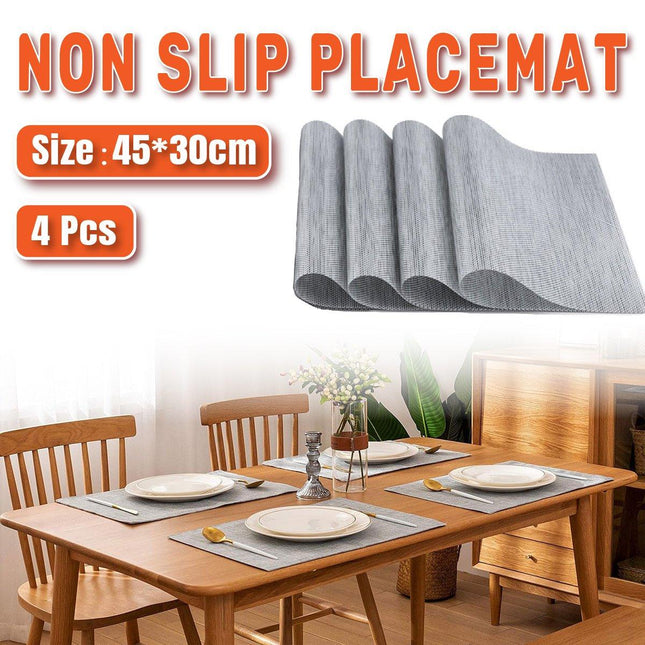 4PCS PVC Braided Placemat Heat Insulation Mat Home Non-slip Waterproof Coaster
