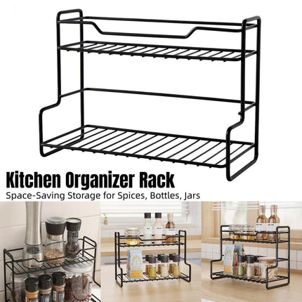 Stainless Steel Kitchen Shelf Organizer Double Tier Multi Functional Rack