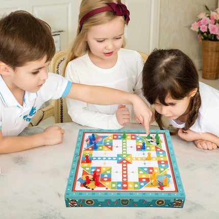 8-in-1 Board Game Set Chess Games Board Toy Backgammon Checkers Snakes Ladders - Aimall