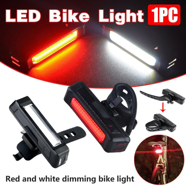 1x USB Rechargeable LED Bike Front Light headlight lamp Bar rear Tail Wide Beam