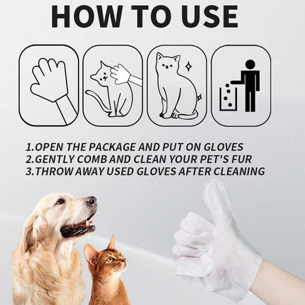 Cat Dog Cleaning Gloves Wipes Fur Disposable Face Washing Grooming