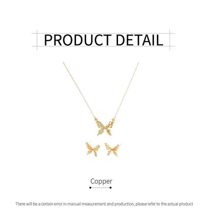 Elegant Vintage Butterfly Pendant Necklace and Earrings Set Stylish Jewelry Gift