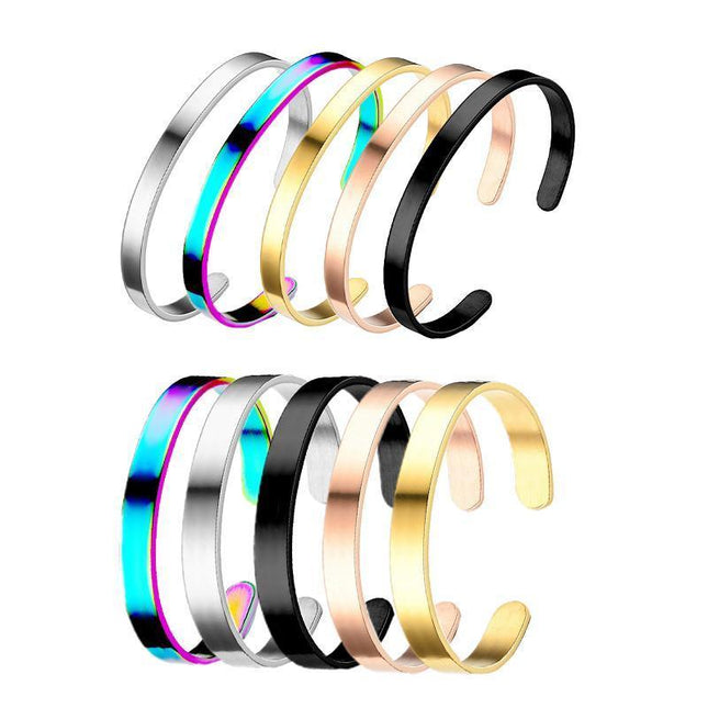 8MM Cuff Bracelet Stainless Steel Twisted Open Bangle Bracelet Men Women Jewlery - Aimall