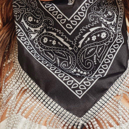 2pcs Fringe Bandana Hip Hop Scarf Stylish Head Wrap Neck Accessory for Men Women