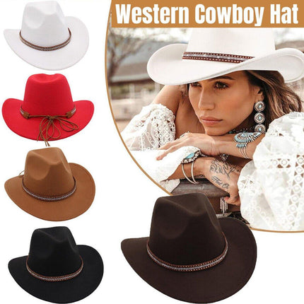 Western Cowboy Hat American  Jazz Hat for Men Women Upside Down Top Hat