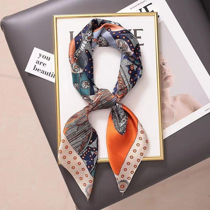 Square Silk Feel Satin Scarf Small Vintage Head Neck Hair Tie Band Women Elegant - Aimall