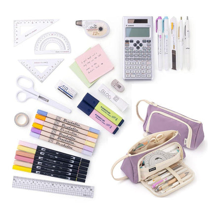Large Capacity Twill Pencil Bag Multi Layer Stationery Storage Simple Colour