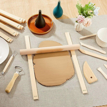 10pcs Wooden Pottery Clay Tools Rolling Plate Square Long Plate Pottery Ruler
