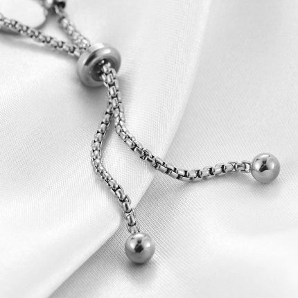 Ladies 18K Gold Plated Titanium Steel Chain Bead Ball Bracelet Cuff Gift - Aimall
