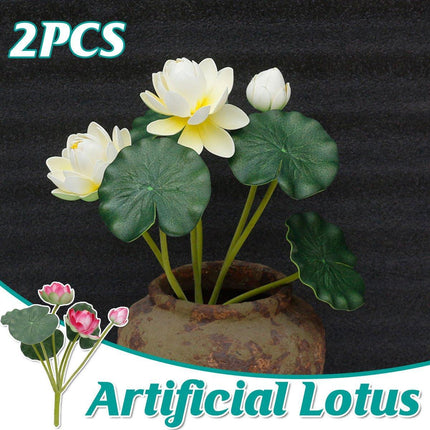2PCS Simulation Lotus Flower Water Lily Decoration EVA Small Artificial Plant