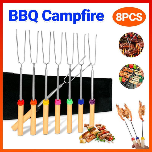 Marshmallow Roasting Sticks Extendable Fork BBQ Campfire Kids Fun Barbecue - Aimall