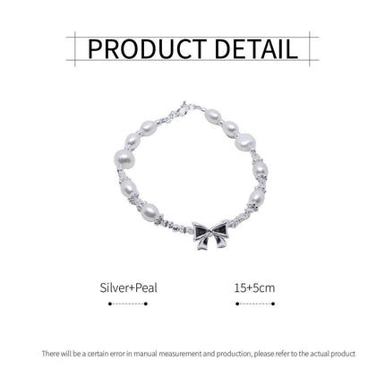 Pearl Ribbon Bracelet Ring Elegant Jewelry for Women Fashion Accessories Gift