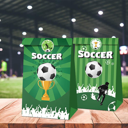 Fashion Football Sport Gift Bags Green Kraft Paper Sticker Set Party Favor Bags