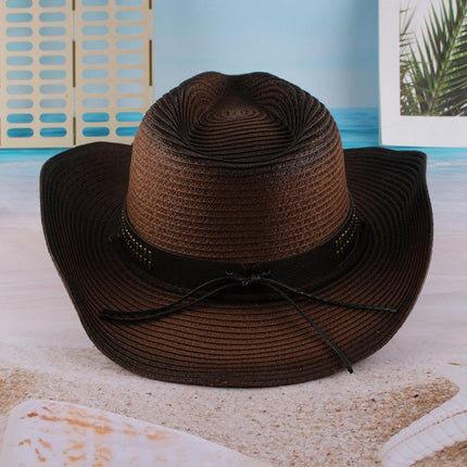 Outdoor Western Cowboy Hat Unisex Straw Hat Visor Hats Big Wide Brim Hat Summer