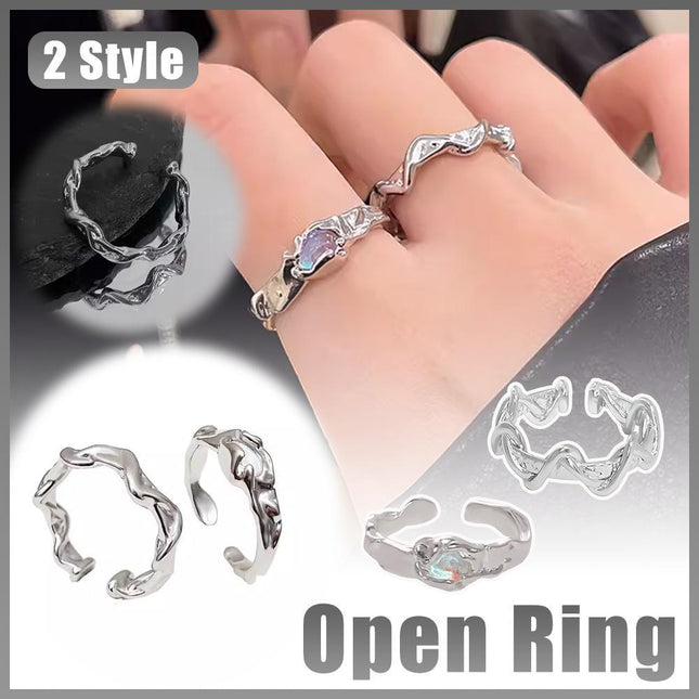 Open Rings Women Geometric Crystal Moonstone Gothic Finger Ring Jewelry Gift - Aimall