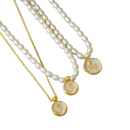Vintage Bohemian Floral Round Pendant Necklace Women Fashion Chain Jewelry