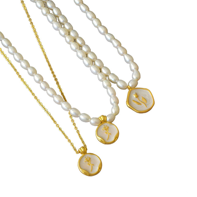 Vintage Bohemian Floral Round Pendant Necklace Women Fashion Chain Jewelry