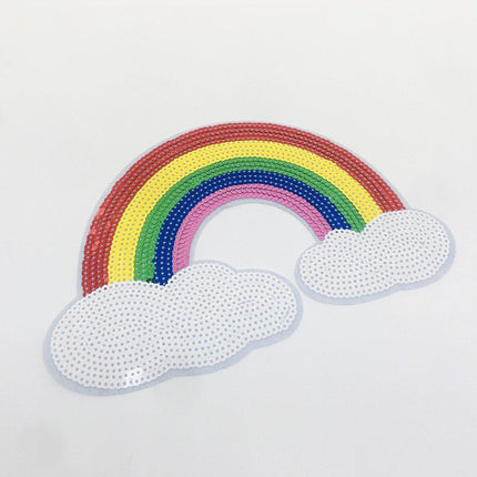 10PCS Large Colorful Sequin Embroidered Rainbow Patches DIY Clothing Accessories
