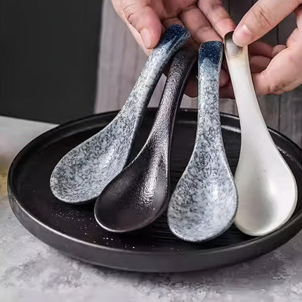 5pcs Ceramic Soup Spoons Household Kitchen Utensils for Cooking and Serving Food