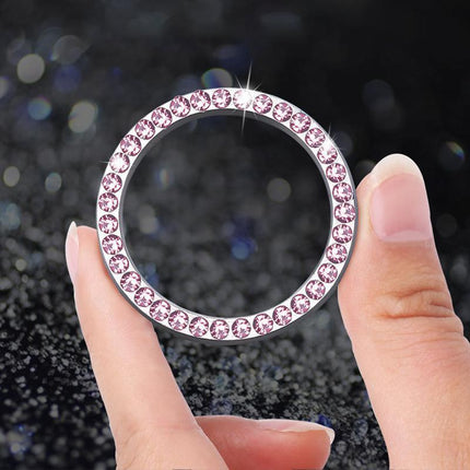 1x Silver Car SUV Decorative Button Start Switch Diamond Ring Auto Accessories - Aimall