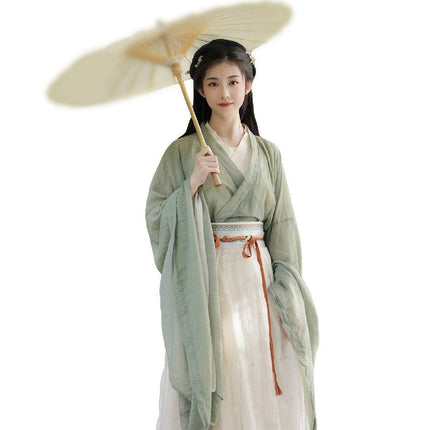 Traditional Chinese Hanfu Dress Green Wei Jin Style Vintage Cosplay Costume